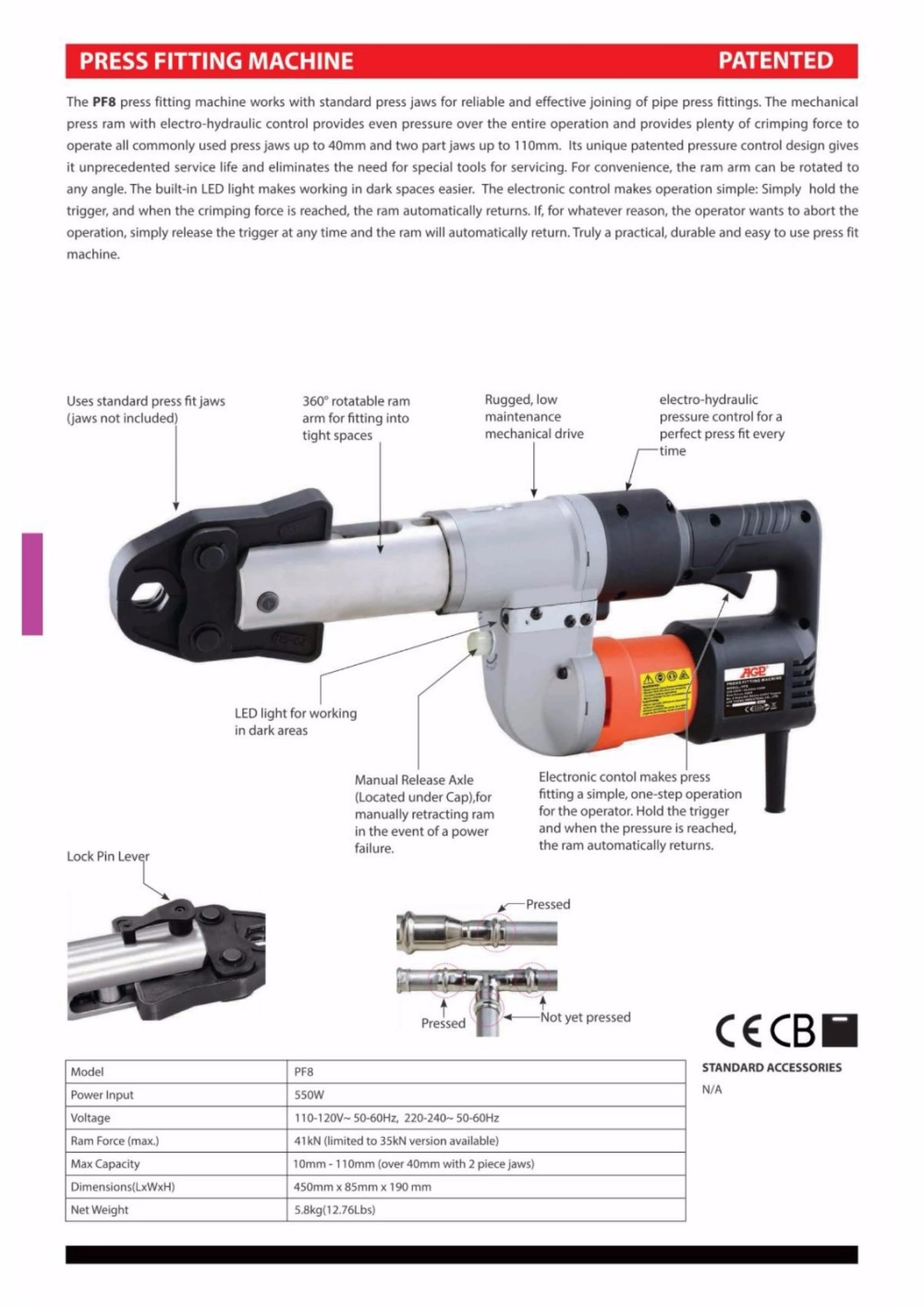 PF8 PRESS FITTING MACHINE