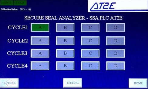 Test Cycle Selecting Screen