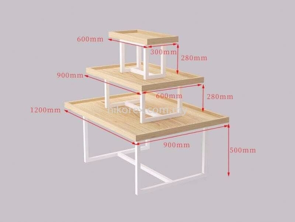 23832 DISPLAY TABLE 3 PCS WITH DIVIDER 1200MMLX1200MMD 