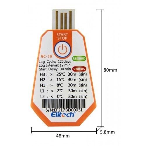 ELITECH RC-19 DISPOSABLE TEMPERATURE DATA-LOGGER