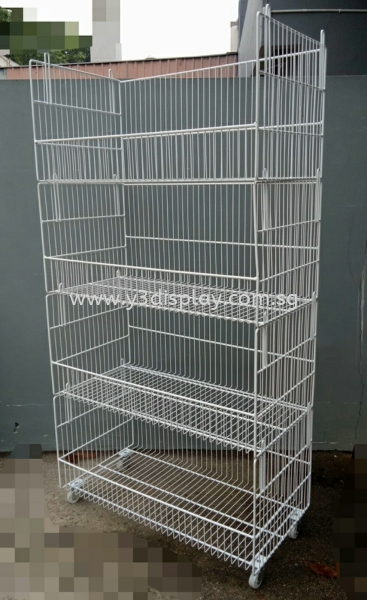 20771S-3ft SQ Basket -4in1 cw Roller  Wire Mesh Display Display Racking Singapore Supplier, Distributor, Supply, Supplies | Y3 Display and Storage Pte Ltd