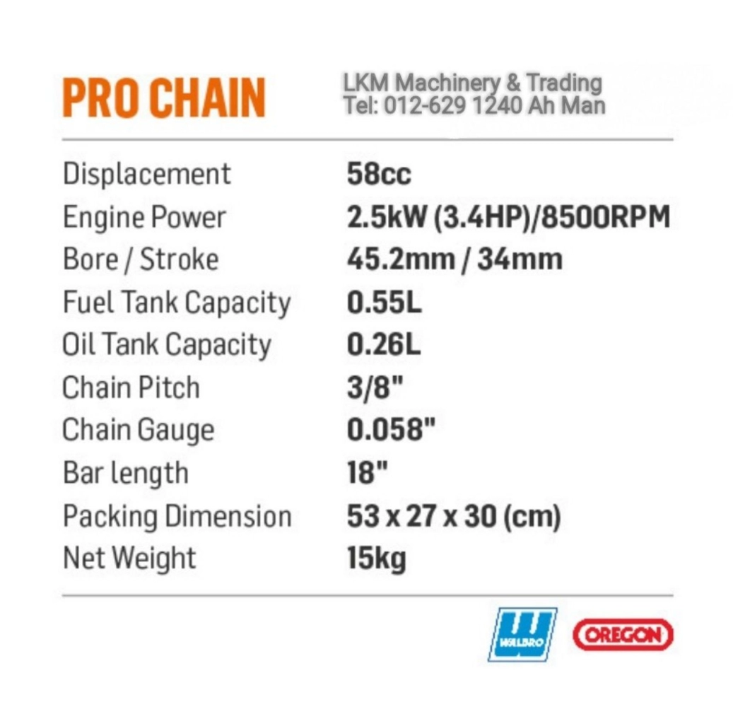 OGAWA Professional 18'' Chain Saw(58cc) VX7318