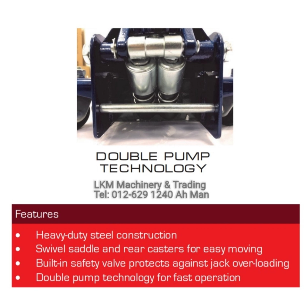 Ezylif Heavy Duty 3Ton Double Pump Low Profile Floor/Garage Jack