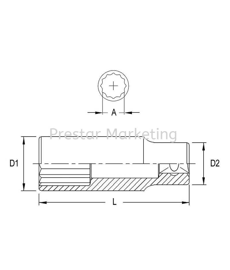  GENIUS - 1/2" DEEP HAND SOCKET (12 POINT) 