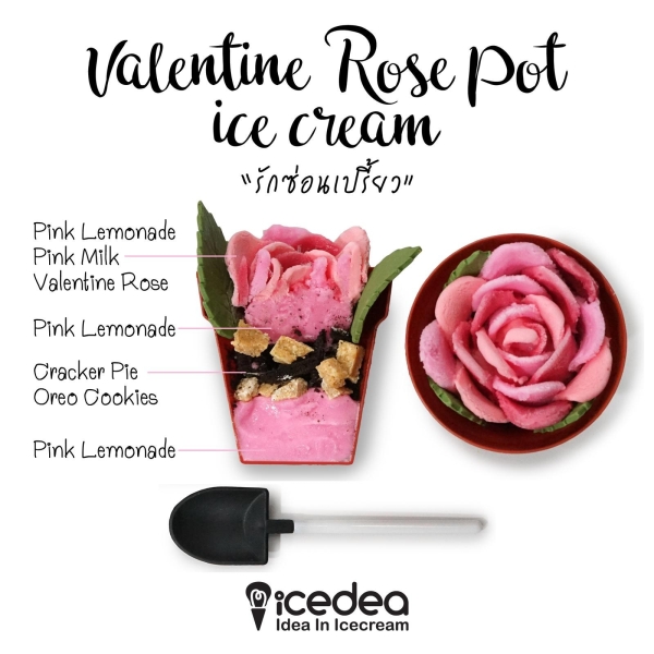 Valentine Rose Pot Ice Cream - Pink Lemonade.