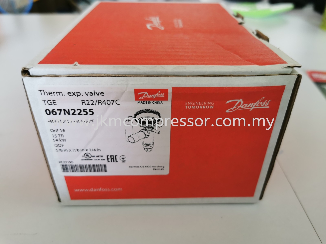 067N2255 - DANFOSS TGE15TR THERMOSTATIC EXPANSION VALVE (TXV)