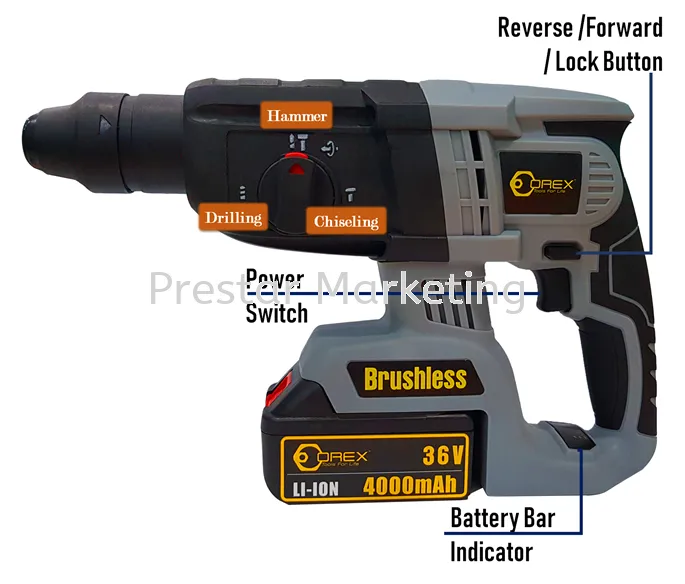 OREX - CORDLESS ROTARY HAMMER DRILL