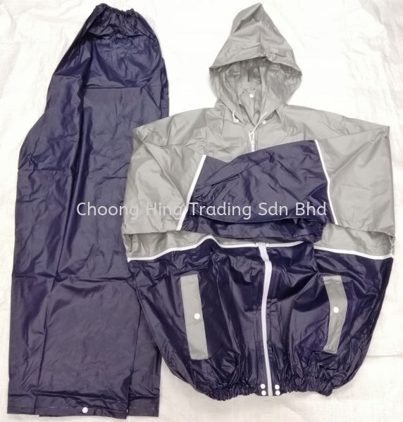 4201 HIGH ELASTIC PVC SAFETY RAINSUIT - NAVY BLUE MIX GREY