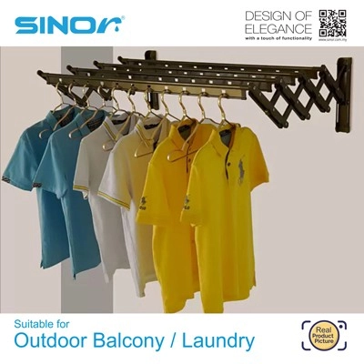 2m x 3 Bar Aluminium Retractable Clothes Hanger (BF-6301-20)