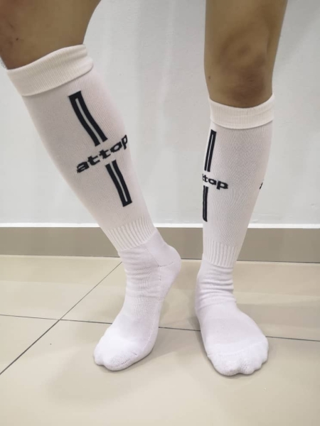 ATTOP SOCCER SOCKS AS07 WHITE/BLACK