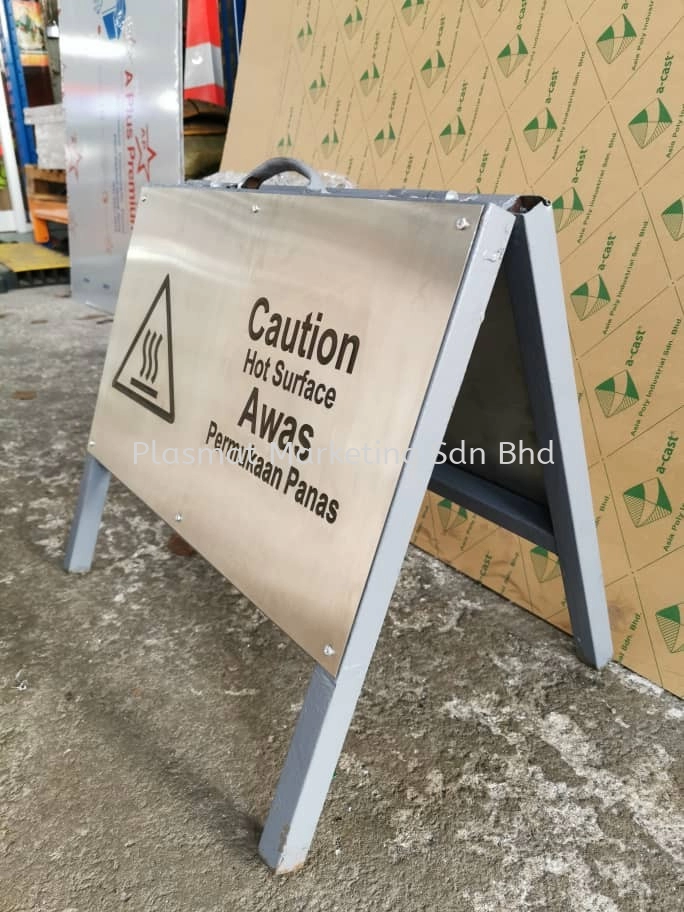 STAINLESS STEEL HAIRLINE WITH LASER ENGRAVE A STAND SIGNAGE