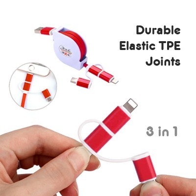 3-in-1 UNI Retractable USB Charging Cable - GD 115