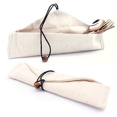 3-in-1 Rose Gold Cutlery and Straw Canvas Set - MS 1011