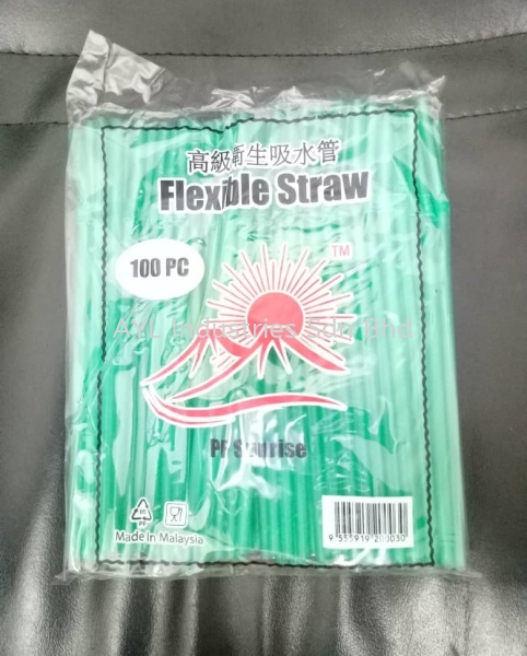 STAR FLEXIBLE STRAW (COLOUR) (8'OZ)(100PKTX100PCS) (GREEN)