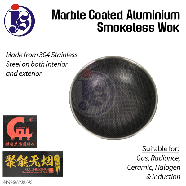 Gathering Smokeless Stainless Steel Wok - Double Handle