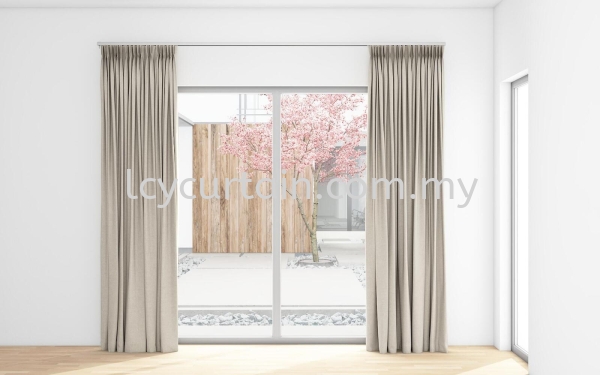 Premium European Polyester and Cotton Curtain 30 Colours Hometown 30 Flax