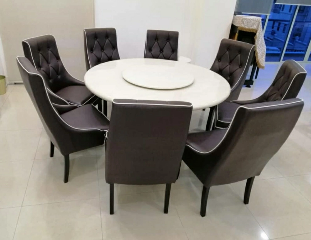 Round Marble Table Dinning Set Table with Chairs 