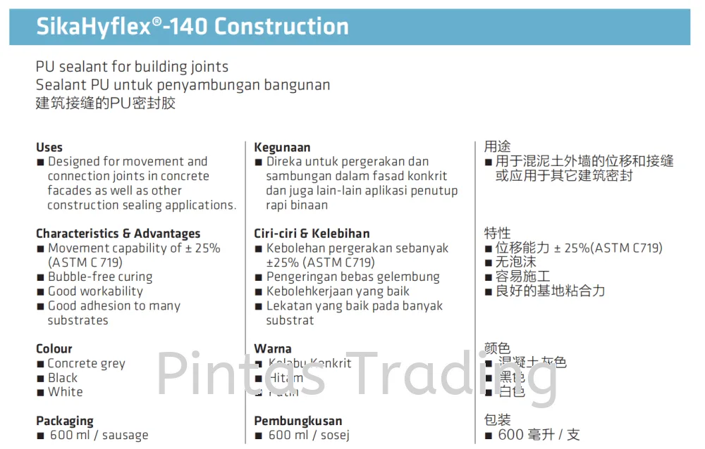 SikaHyflex 140 Construction | Joint Sealant for Building Joint