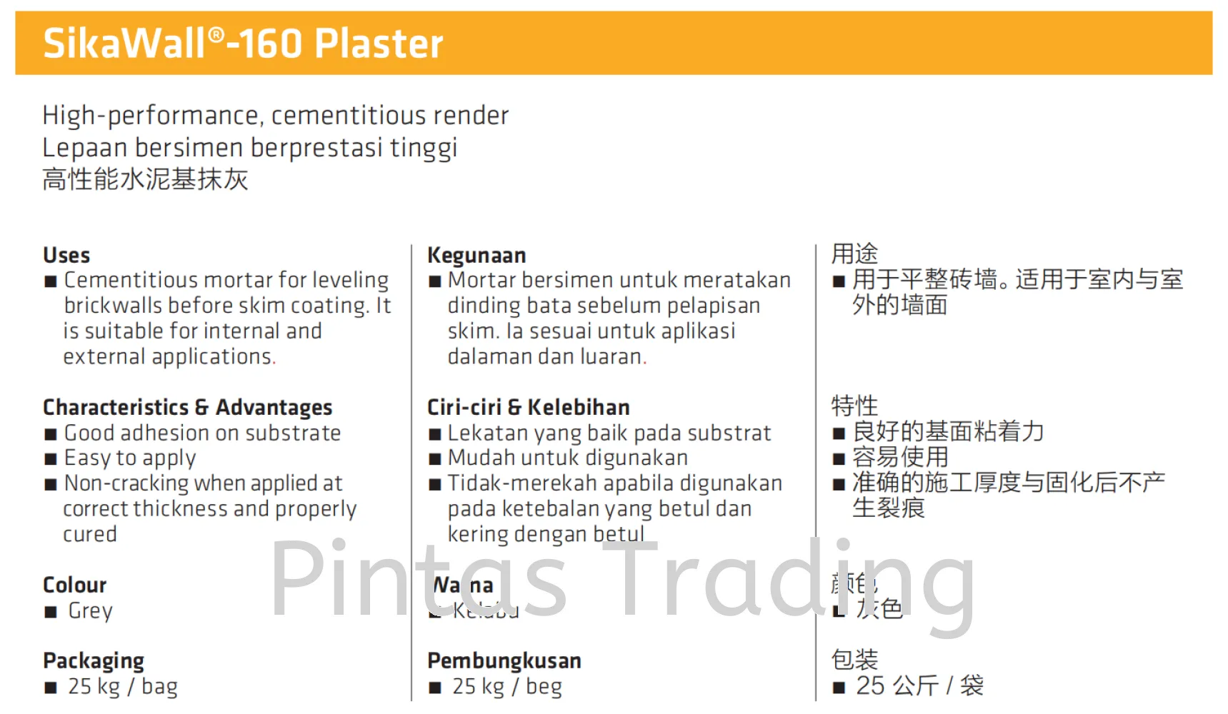 SikaWall-160 Plaster