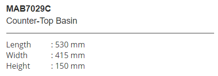 MOCHA MAB7029C COUNTER-TOP BASIN