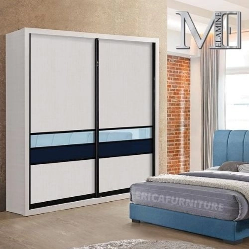  Erica White Wardrobe 2 Sliding Door Full 100% Melamine Wood