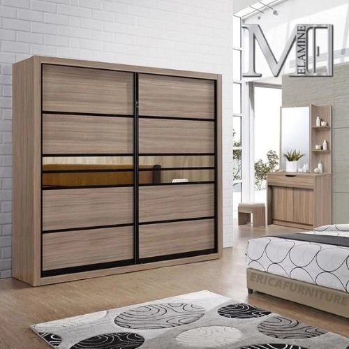 Erica Brown Wardrobe 2 Sliding Door Full 100% Melamine Wood