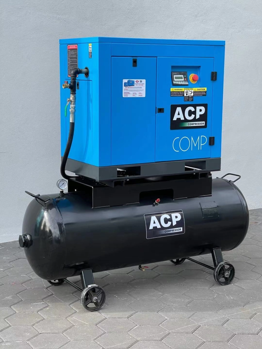 ( 2 In 1 ) 10.0HP “ACP” DIRECT DRIVE ROTARY SCREW AIR COMPRESSOR C/W 300L HORIZONTAL TANK, MODEL: RS 10A - P/300