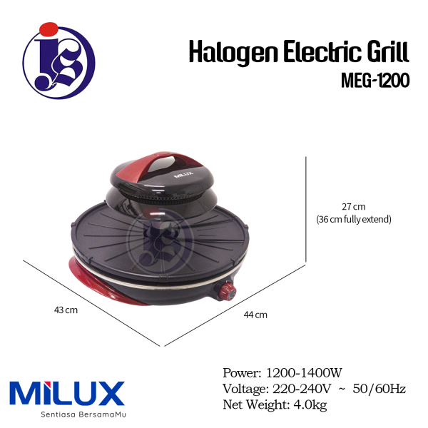 Milux Halogen Electric Grill MEG-1200