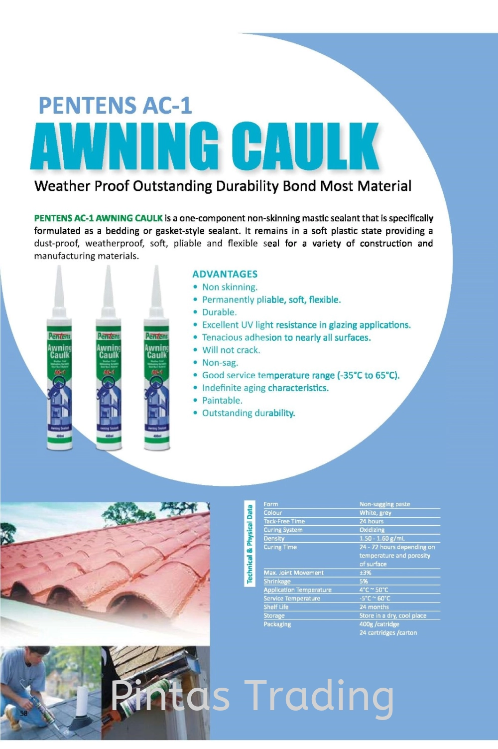 Pentens AC-1 Awning Caulk