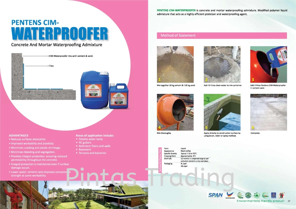 Pentens Cim-Waterproofer | Concrete & Mortar Waterproofing Admixture