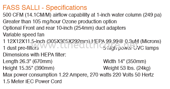 FASS SALLI Air Purifier Specification