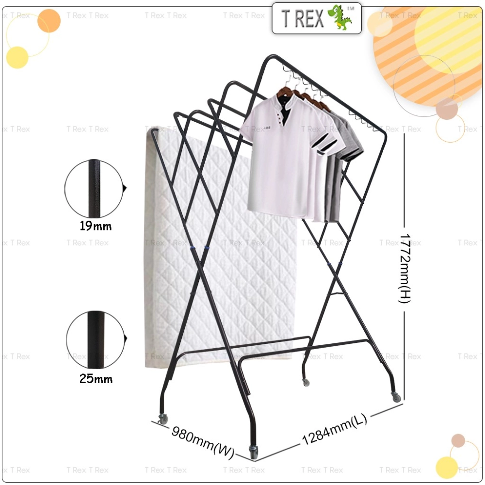 T Rex SUPER QUEEN 8 Bars Clothes Drying Rack (6 + 2 Bars)