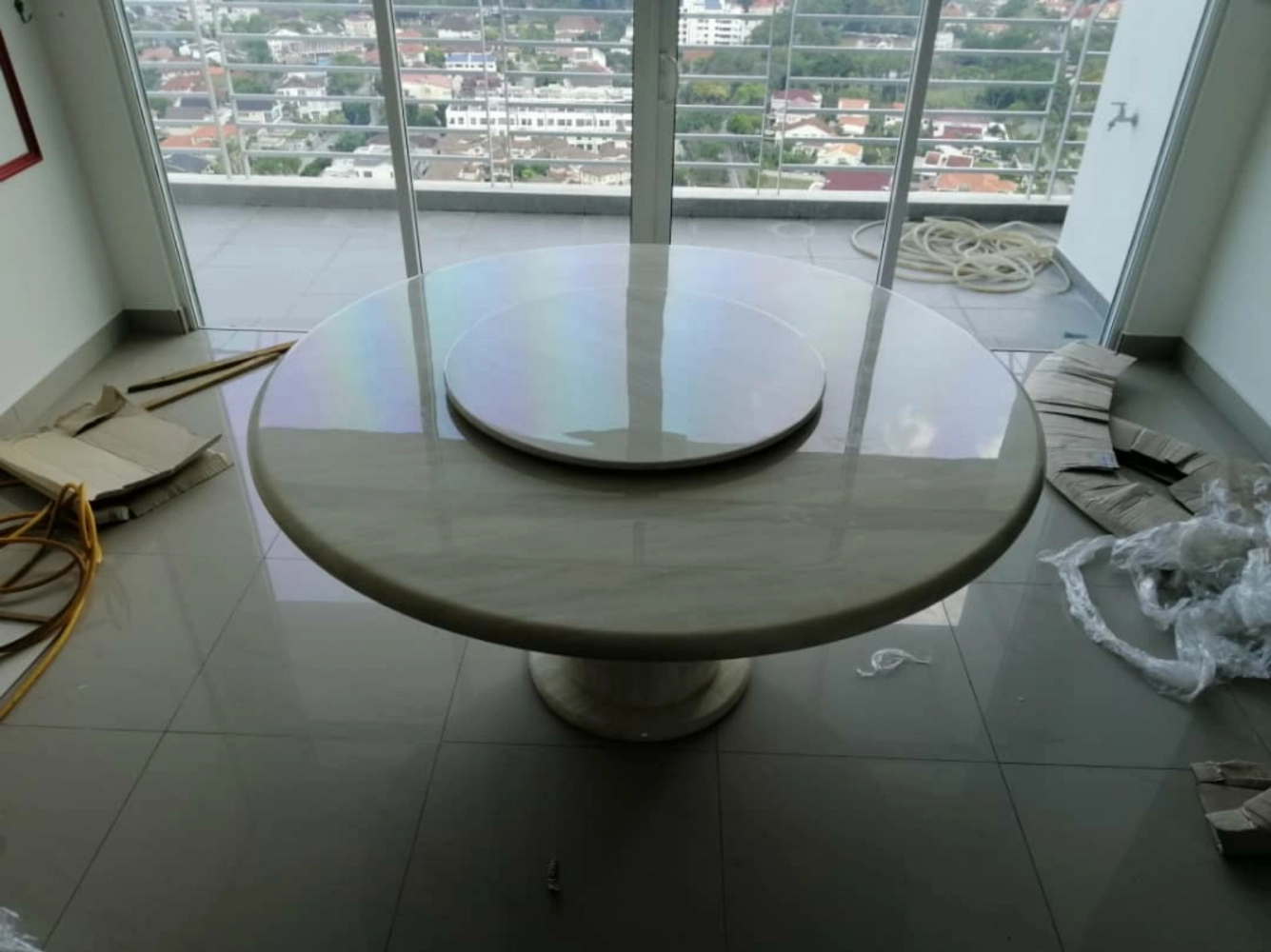 Round Marble Table Dinning Set Table with Chairs 