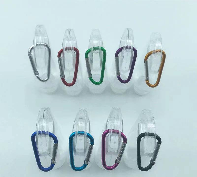 30ml hand Sanitizer with  6 D-shaped aluminum carabiner outdoor hanging buckle