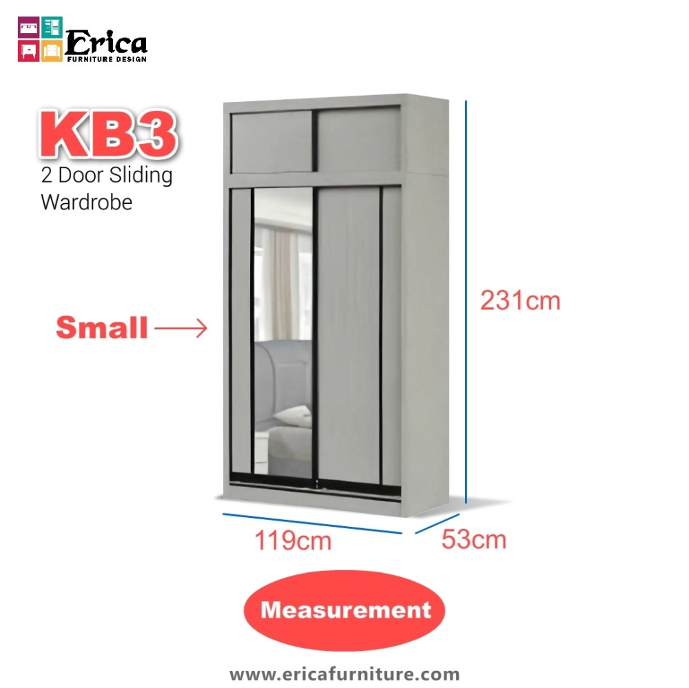 Erica KB3 Sliding 2 Door Wardrobe +Top / 5ftx7.5ft / 4ft'x7.5ft