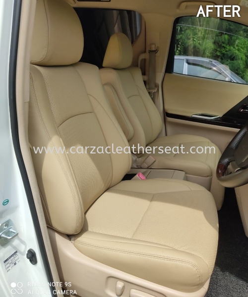 TOYOTA VELLFIRE SEAT REPLACE FROM FABRIC TO SYNTHETIC LEATHER/SEAT BALUT/SEAT TUKAR LEATHER