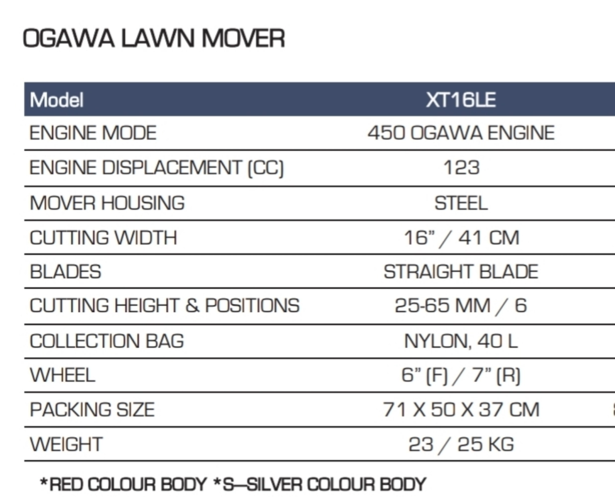 OGAWA 16" Gasoline Lawn Mower, XT16LE