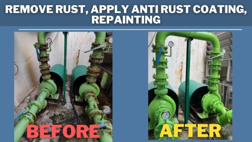 Remove rust, Apply anti rust coating, repainting