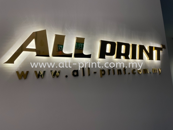 All Print (New Office) -  Gold Stainless Steel Led Backlit 