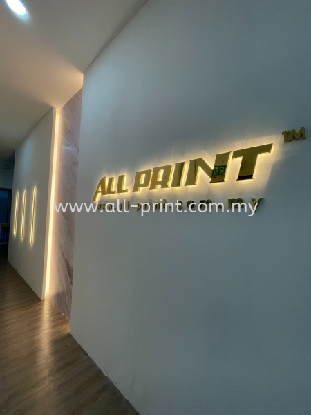 All Print (New Office) -  Gold Stainless Steel Led Backlit 