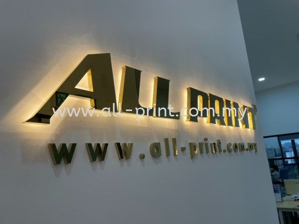 All Print (New Office) -  Gold Stainless Steel Led Backlit 