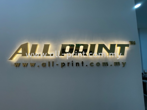 All Print (New Office) -  Gold Stainless Steel Led Backlit 