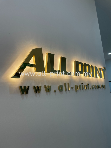 All Print (New Office) -  Gold Stainless Steel Led Backlit 