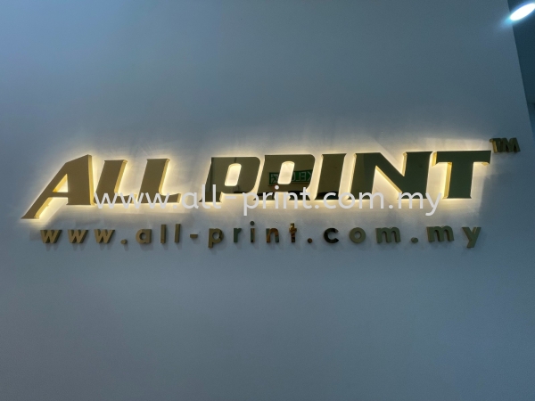 All Print (New Office) -  Gold Stainless Steel Led Backlit 