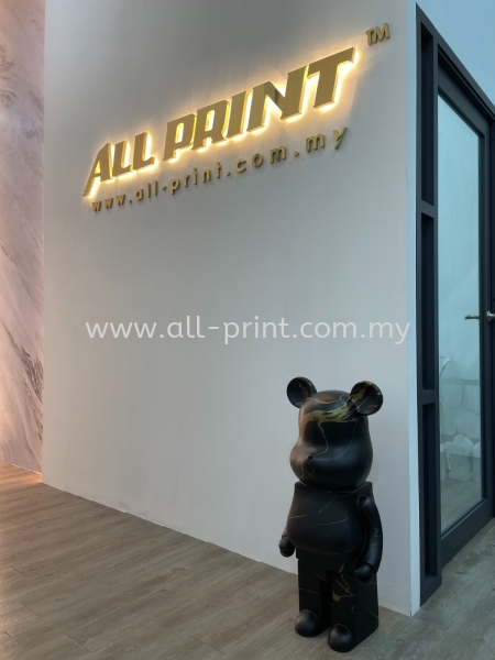 All Print (New Office) -  Gold Stainless Steel Led Backlit 