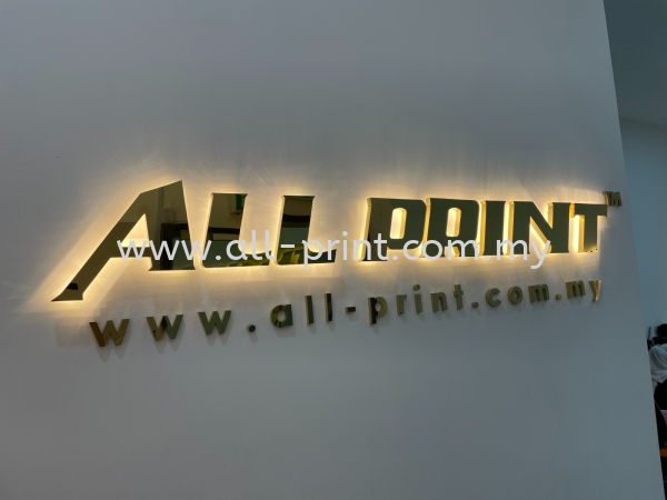 All Print (New Office) -  Gold Stainless Steel Led Backlit 