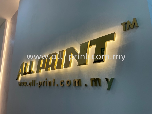 All Print (New Office) -  Gold Stainless Steel Led Backlit 