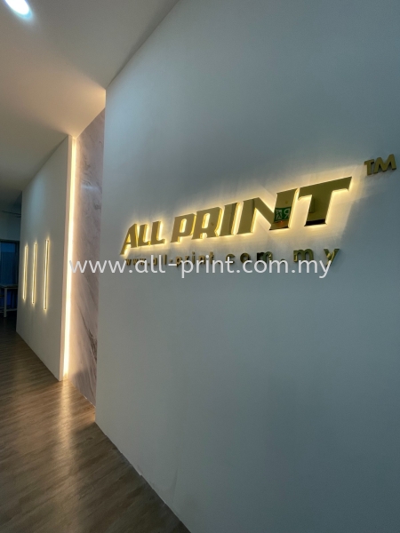 All Print (New Office) -  Gold Stainless Steel Led Backlit 