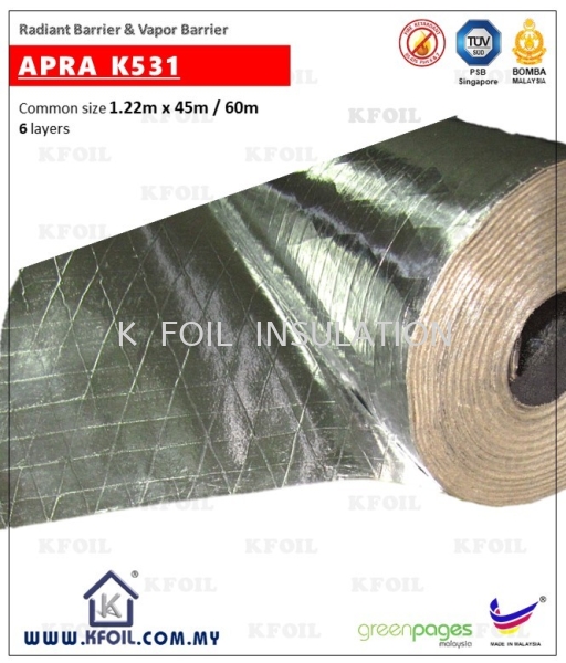 APRA K531 TUV BOMBA DS Fire Retardant BS 476 part 6&7 6 layers 3-way paper foil vapor barrier