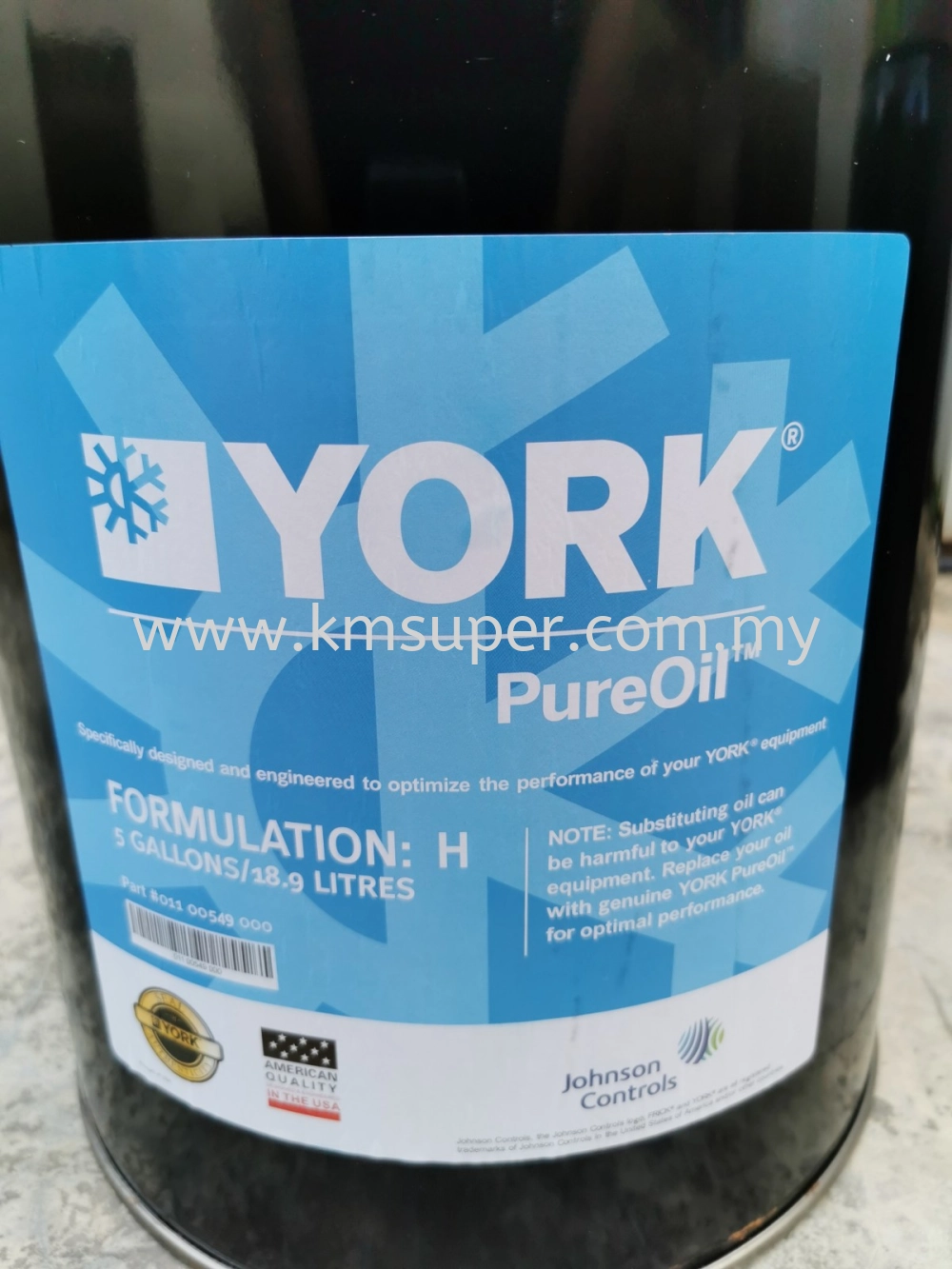 011-00549-000 - YORK COMPRESSOR OIL "H" ; 5 GALLON (18.9 LITERS)